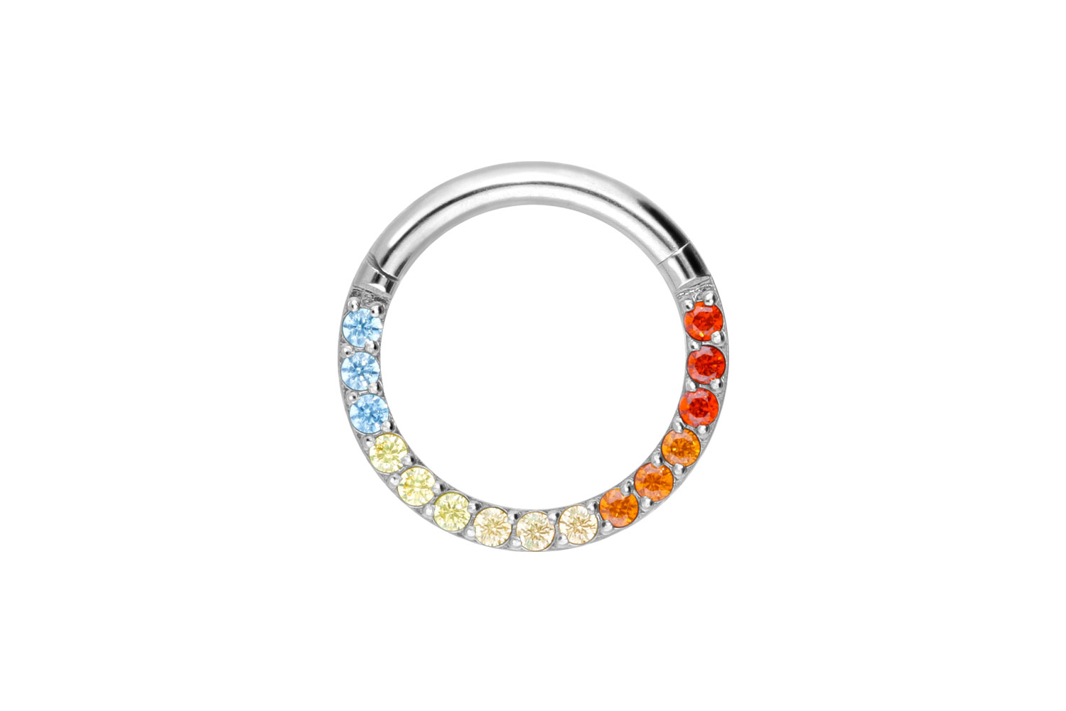 Titan Segmentring Clicker Piercing EINGEFASSTE BUNTE KRISTALLE